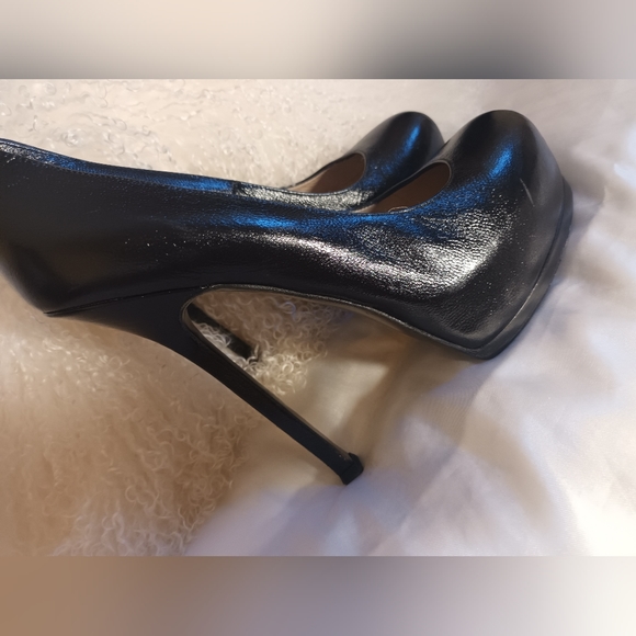 YSL Platform Heels Black Leather Sz 39 US 9 - Picture 2 of 16